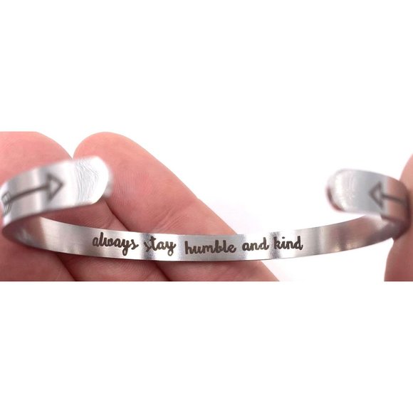 Inspirational Stainless-Steel Bracelet - Always Stay Humble And Kind - Picture 1 of 4